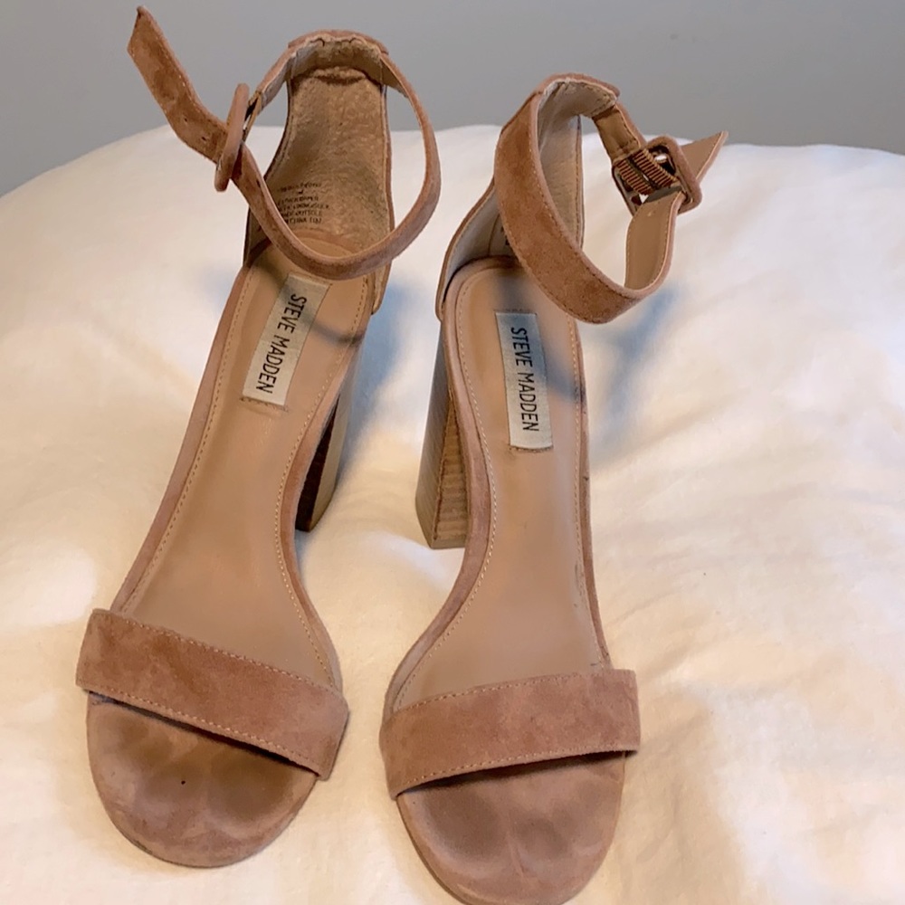 Steve Madden suede blush beige pink heel sandals